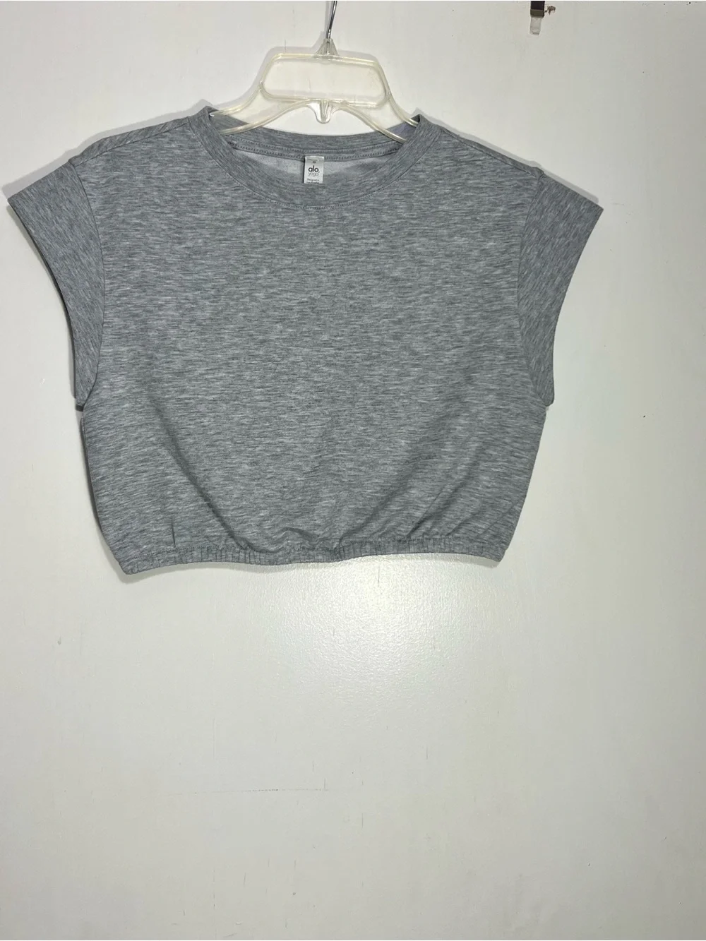 Alo Yoga Womens Short Sleeve Dreamy Crop Top - Dove Heather Grey size S